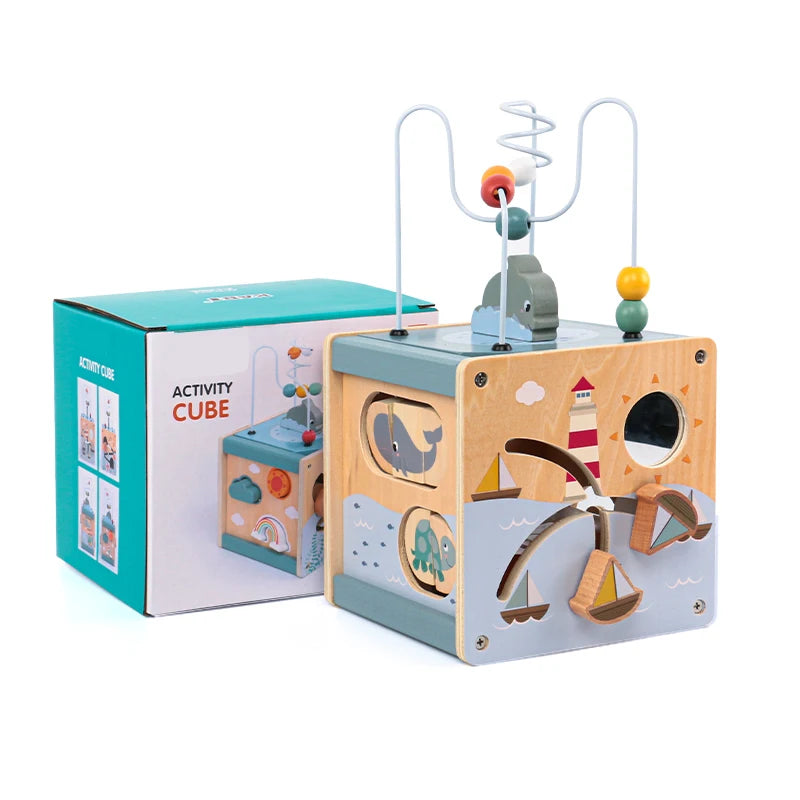 Motor Skills Development Cube for Kids Aged 3 and Up, Activity Cube for Infants, Montessori Play Cube for Children