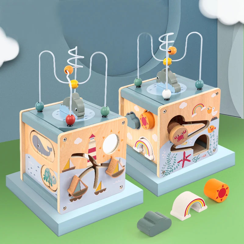 Motor Skills Development Cube for Kids Aged 3 and Up, Activity Cube for Infants, Montessori Play Cube for Children