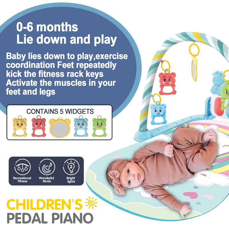 Baby Music Play Gym – 3-in-1 Activity Toy with Piano, Crawling Blanket & Pedal Pad (0-36 Months)