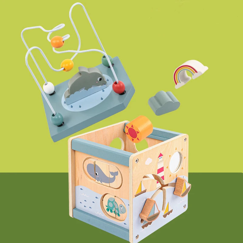 Motor Skills Development Cube for Kids Aged 3 and Up, Activity Cube for Infants, Montessori Play Cube for Children